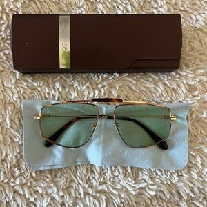 Gold and Green Aviator Sunglasses